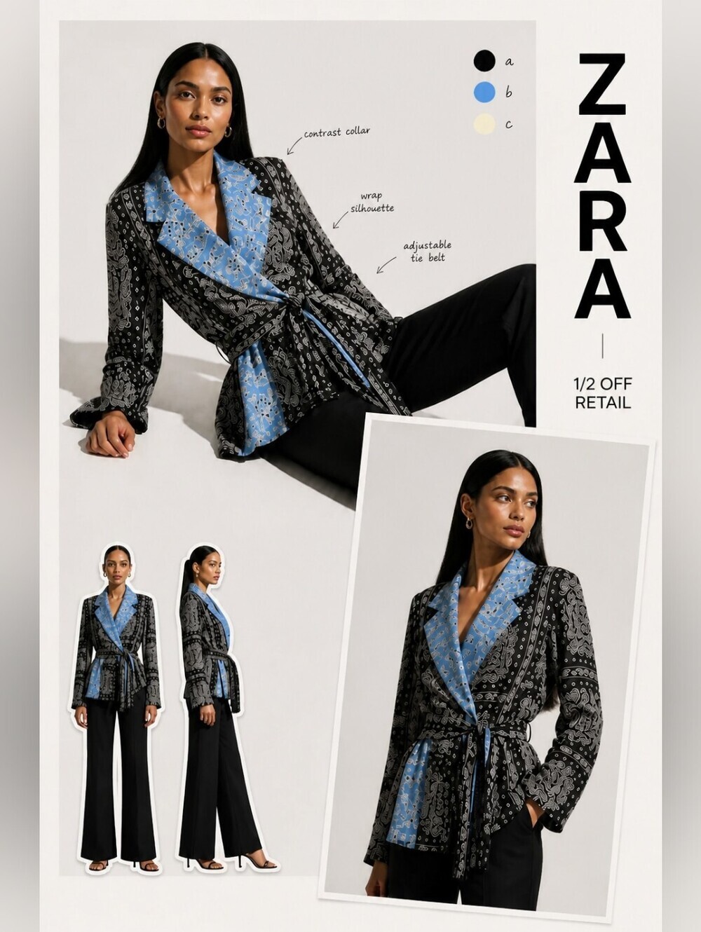NWT Zara Handkerchief Wrap Blouse ~S